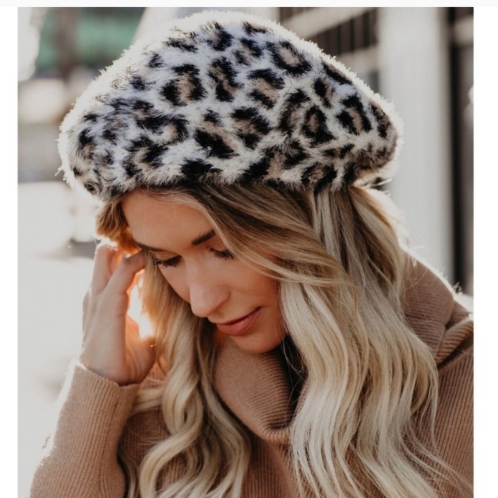 leopard print beret